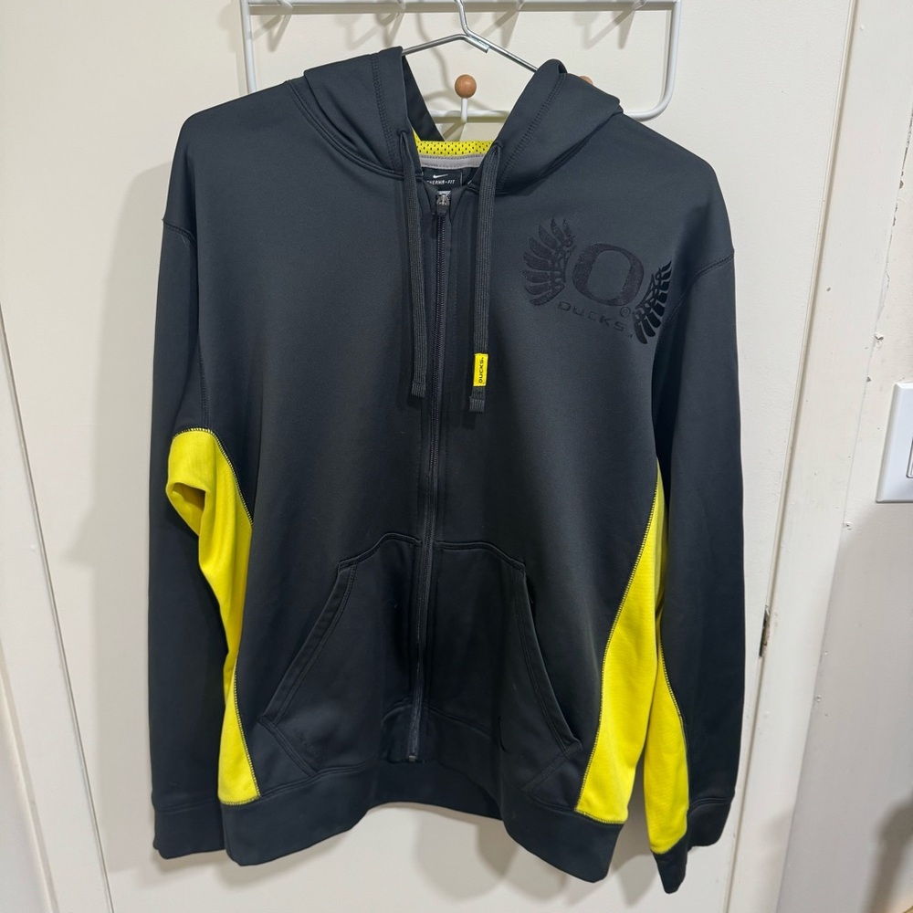 Nike Therma-Fit University of Oregon Ducks Football Zip-Up Hoodie Size Medium